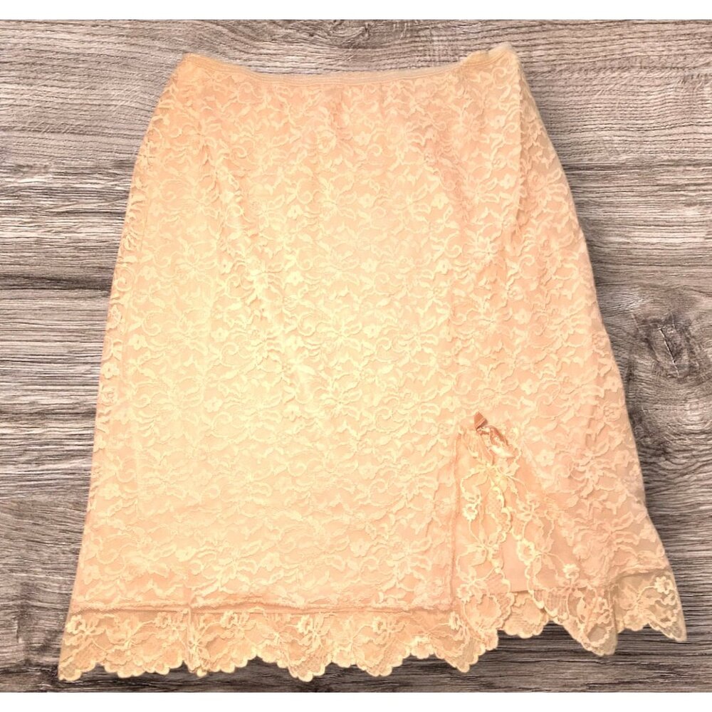 Blush Peach Floral Lace Lined Slip Delicate Feminine‎ Coquette Lingerie